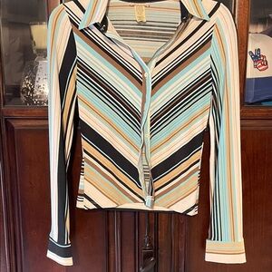 Striped Button-Up Long Sleeve Shirt